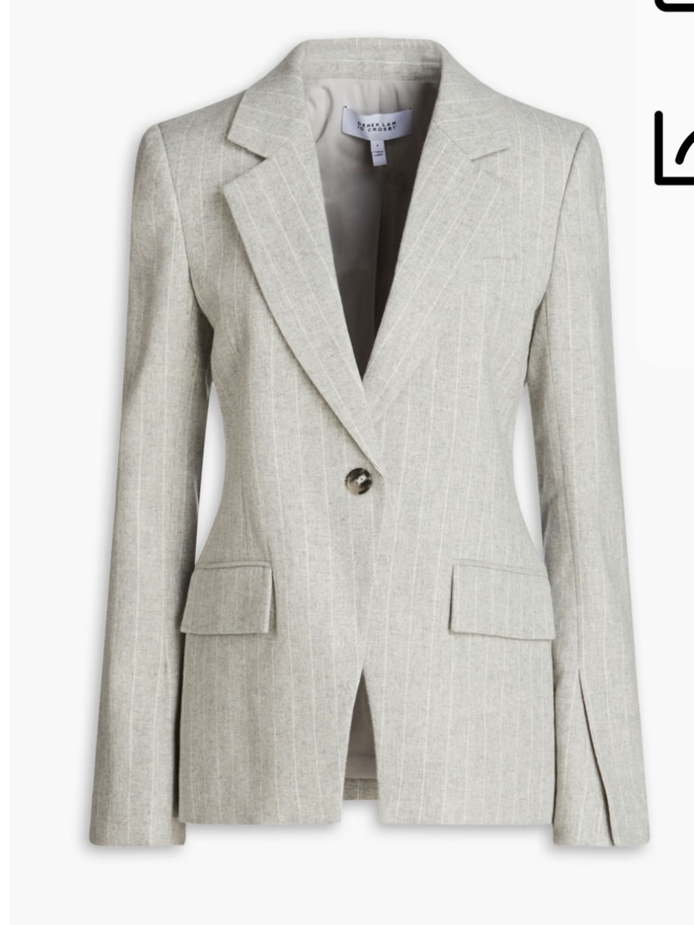 10 Crosby Derek Lam Gray Pinstripe Wool Single-Button Blazer Gray Size 6